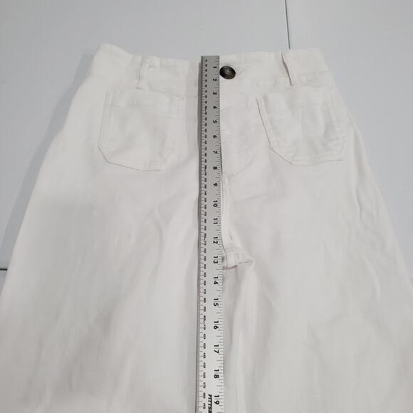 Maeve Anthropologie Pants Womens 29 White Colette Wide Leg Crop Denim - Picture 9 of 14
